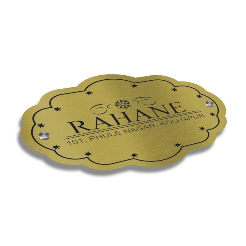 Brass Nameplate CLaser Cut Brass Letters Duco Paint Nameplate Rahane BEolour Filled With Duco Paint