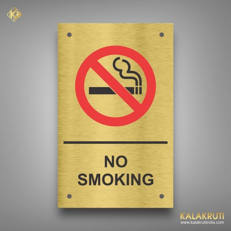 Breathe Easy NO SMOKING Brass Stainless Steel Sign