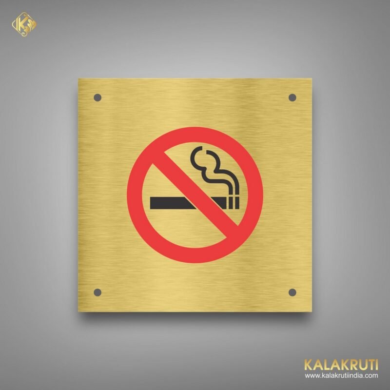 Clear The Air NO SMOKING Brass Stainless Steel Sign