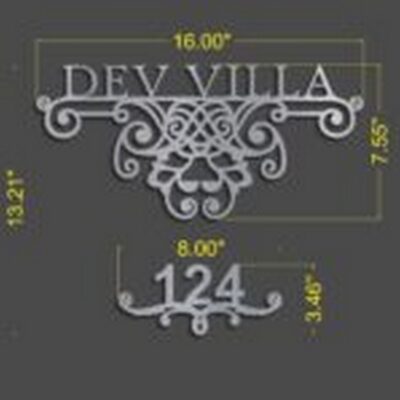 Dev Villa Stainless Steel Laser Cut Nameplate Crafted Elegance for Your Space