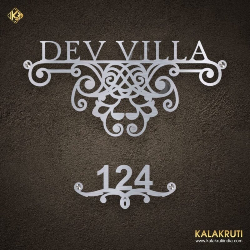 Dev Villa Stainless Steel Laser Cut Nameplate Crafted Elegance for Your Space 3