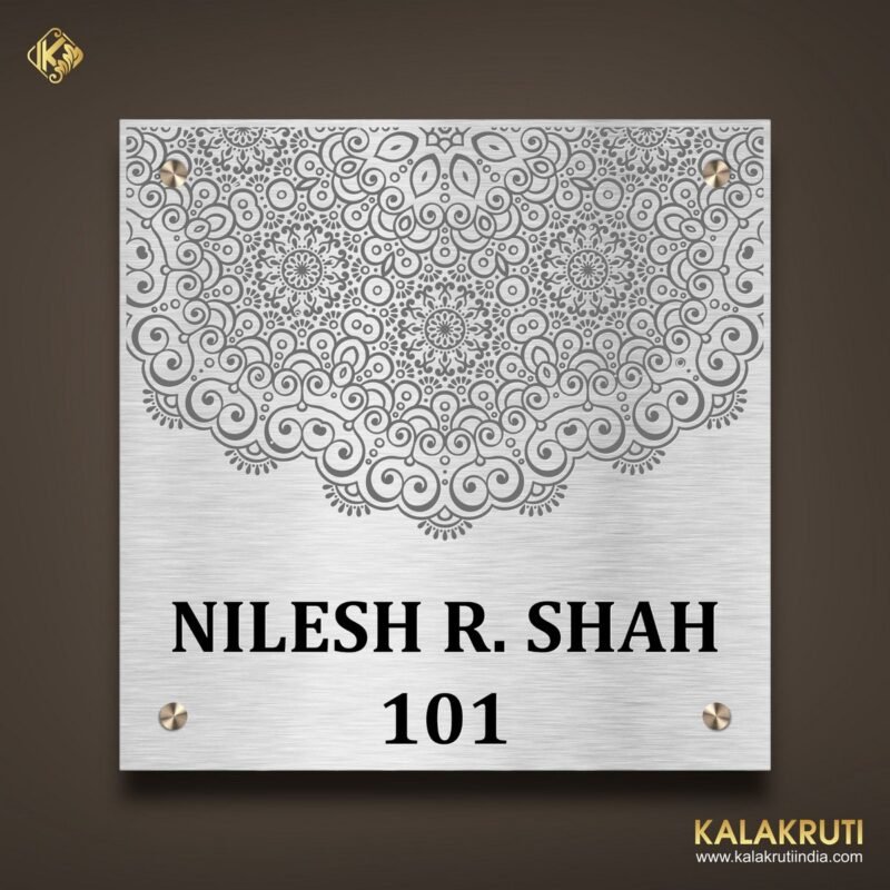 Elegant Stainless Steel Etched Nameplate With Duco Paint