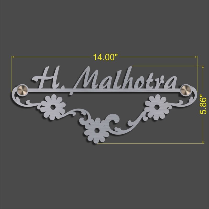 H Malhotra Stainless Steel Laser Cut Nameplate Crafted for Elegance (1)