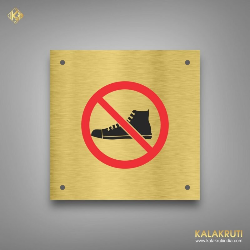 Keep It Clean SHOES NOT ALLOWED Brass Stainless Steel Sign