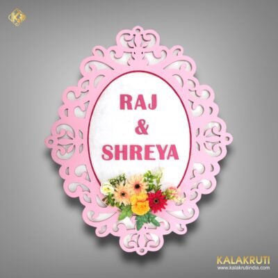 Raj & Shreya Wedding Wooden Nameplate 3