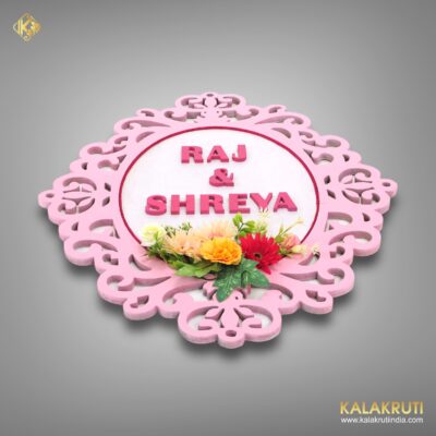 Raj & Shreya Wedding Wooden Nameplate