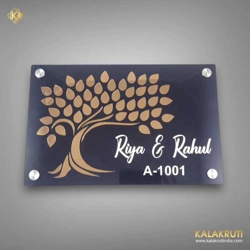 Riya & Rahul Acrylic Nameplate A Love Story in Acrylic 4