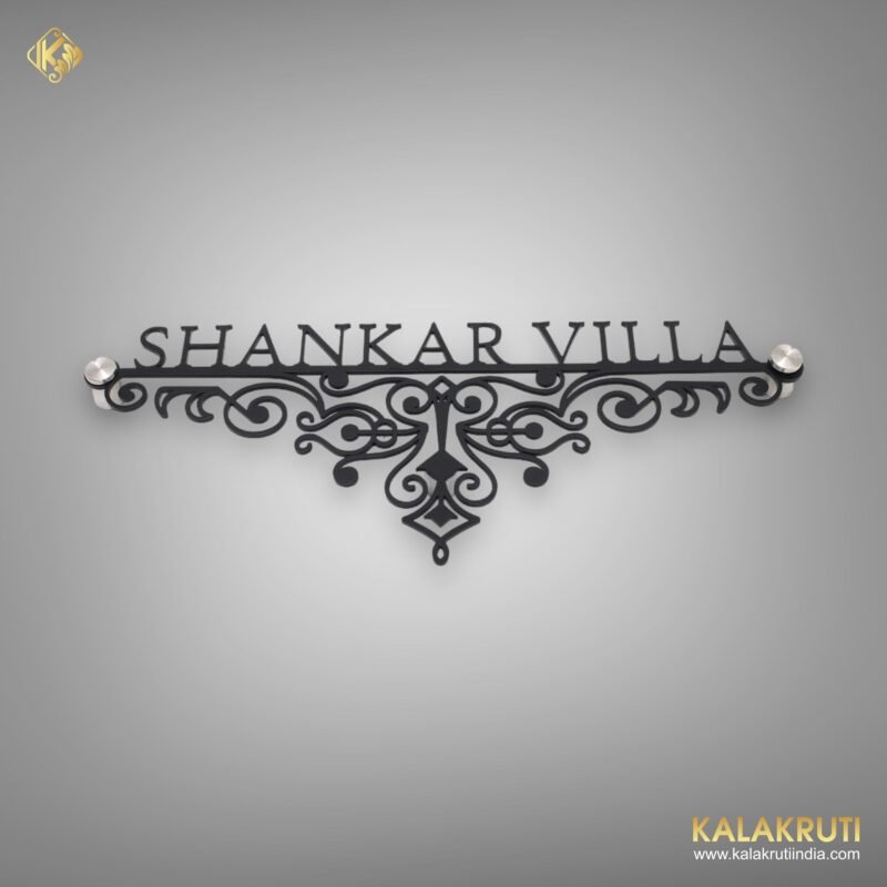 Shankar Villa Black Stainless Steel Nameplate Modern Elegance in Black (1)
