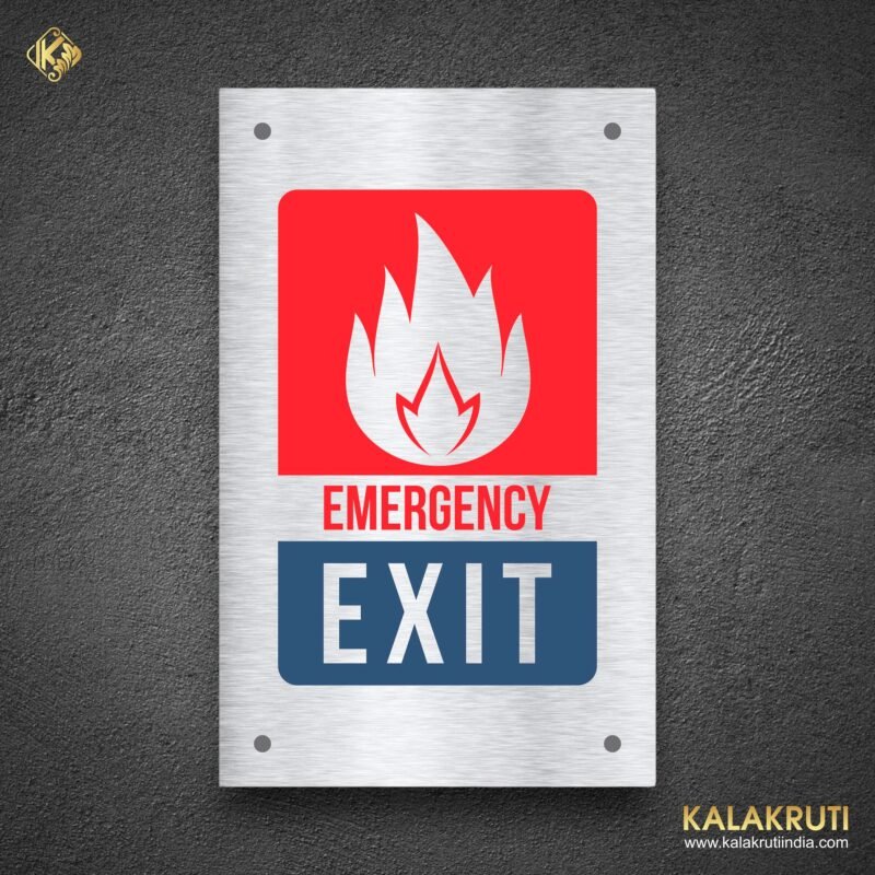 Stay Prepared With The Stainless Steel EMERGENCY EXIT Sign