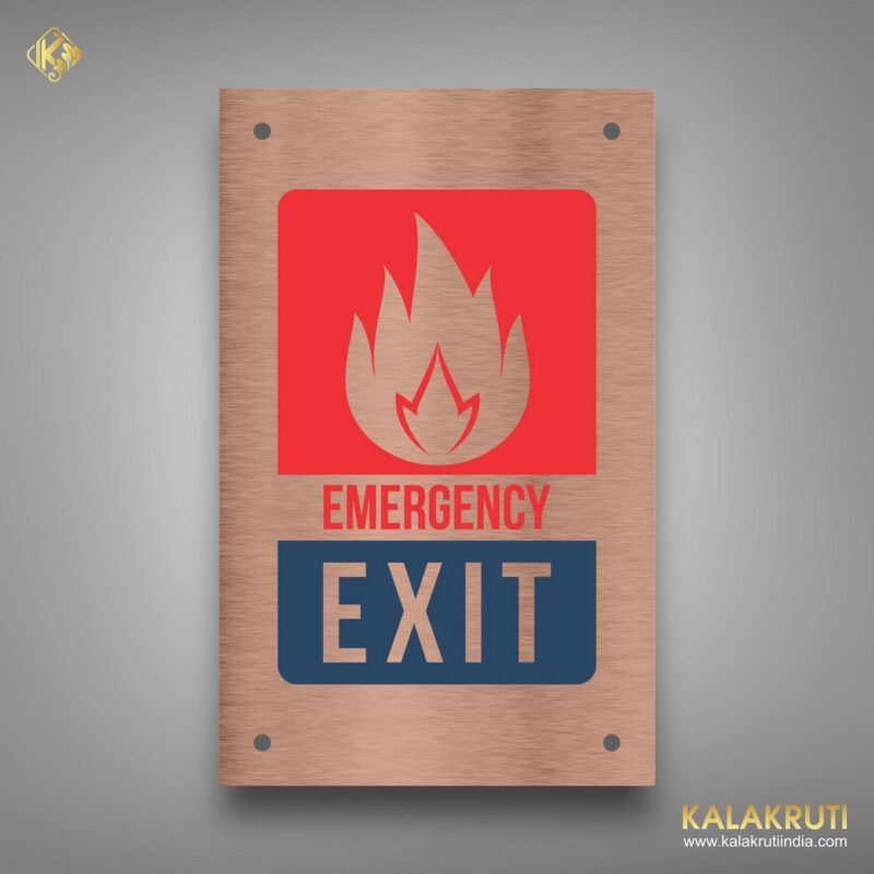 Copper Steel EMERGENCY EXIT Sign Your Safety, Our Priority