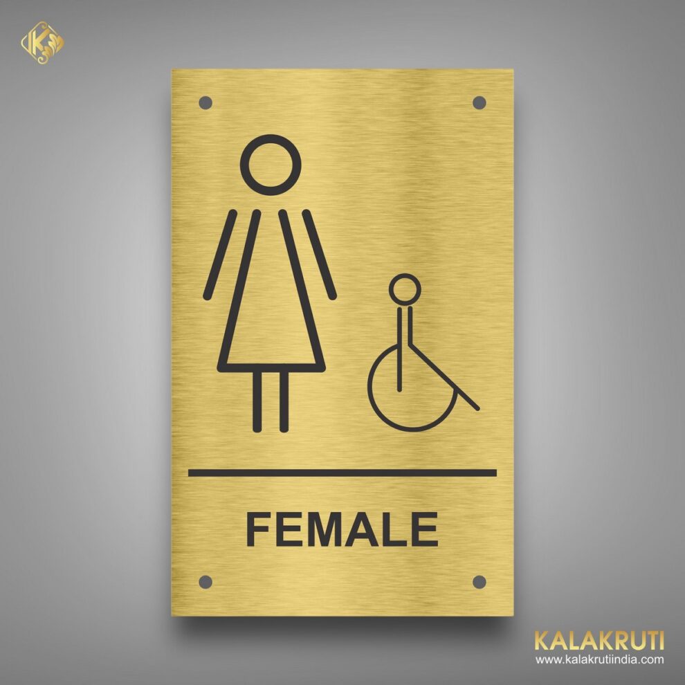 Female Toilet Sign Board With Text | High Quality