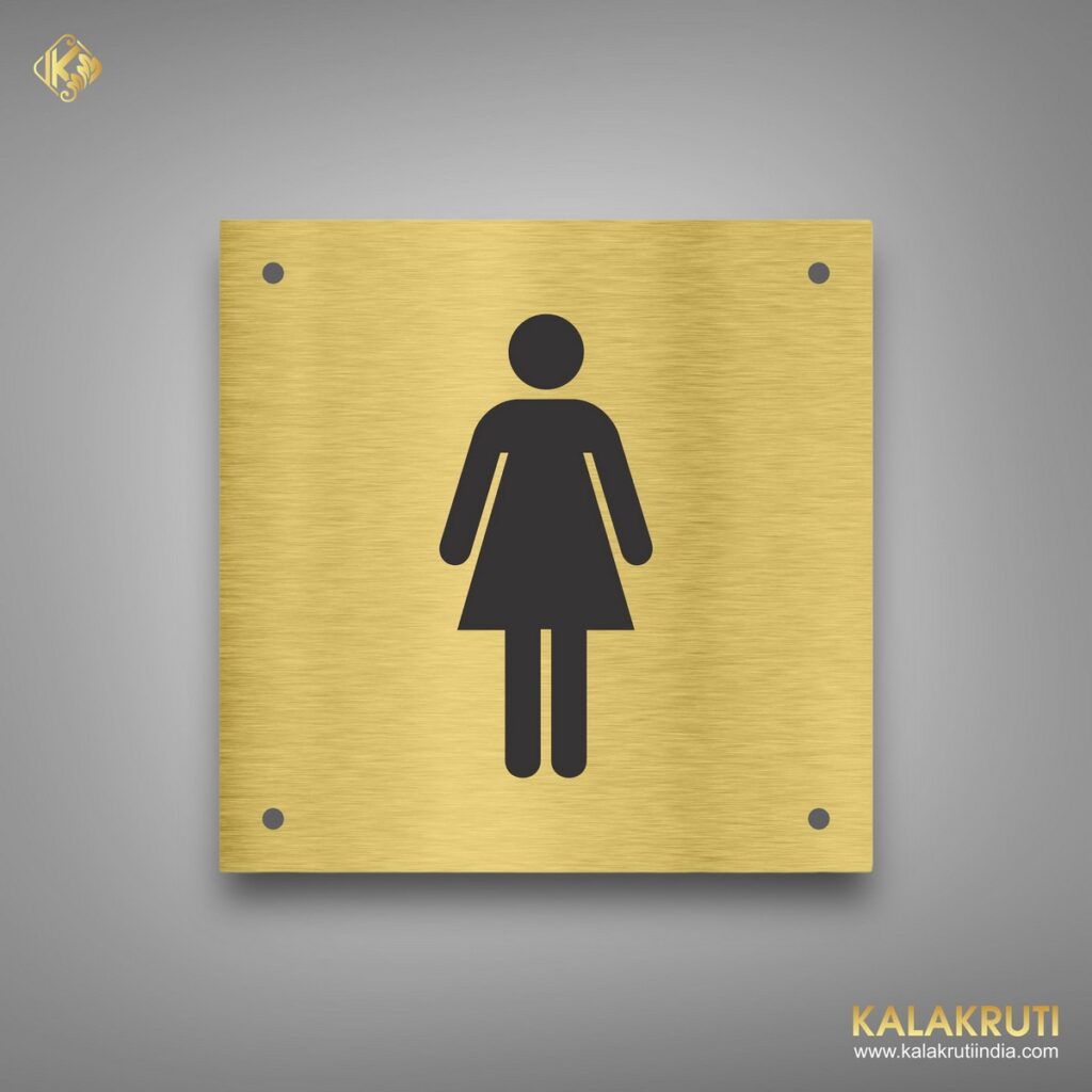 Wood male female toilet sign without text restroom signs