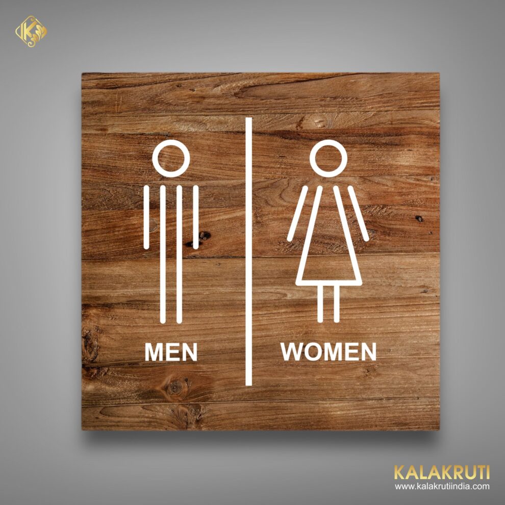 Wood Male Female Toilet Sign Without Text 😍 Restroom Signs