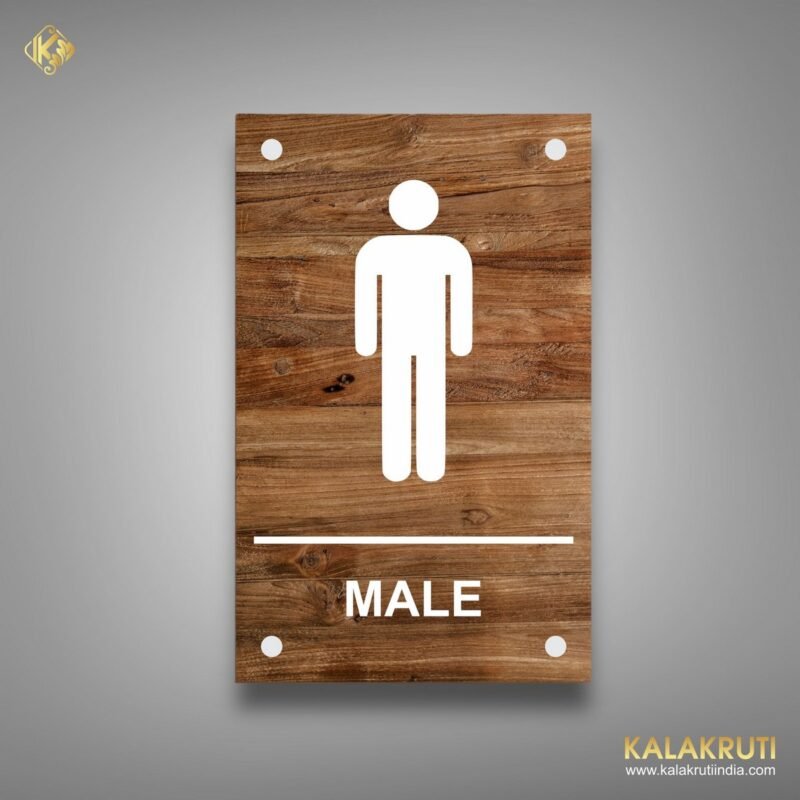 Male Sign With Text Guiding To Convenience