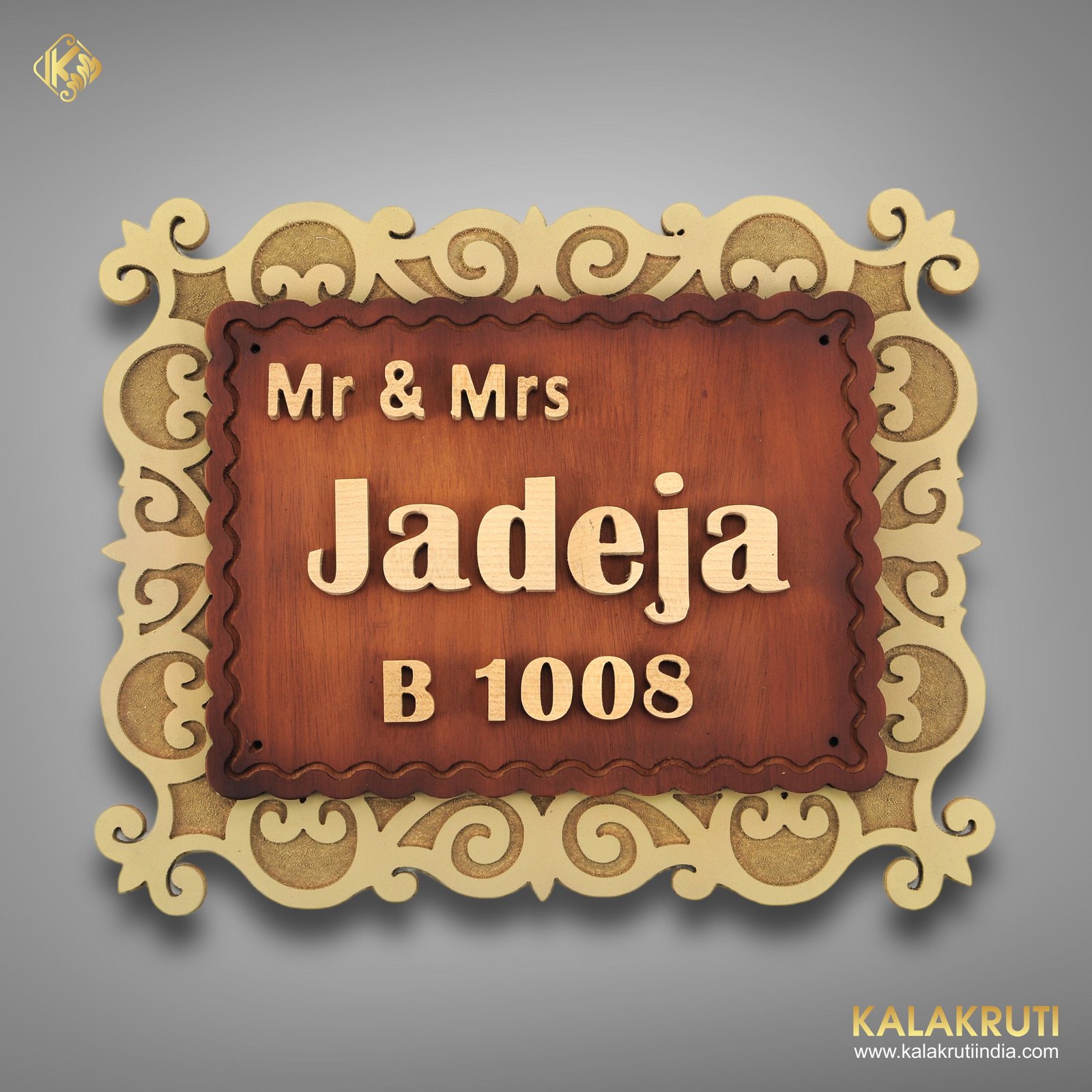 Welcome Home With Wooden Nameplate