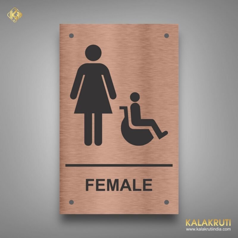 Copper Grace Beautiful Female Handicapped Sign Board with Text