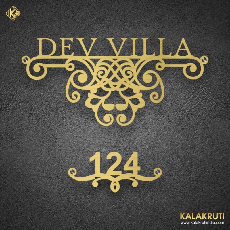 Elevate Your Space with Dev Villa Stainless Steel Brass Nameplate