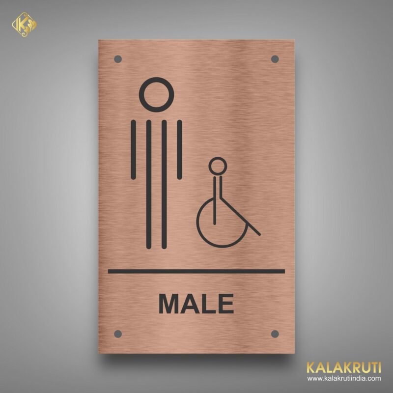 Empower Access Command Attention with Copper Male Handicapped Toilet Sign
