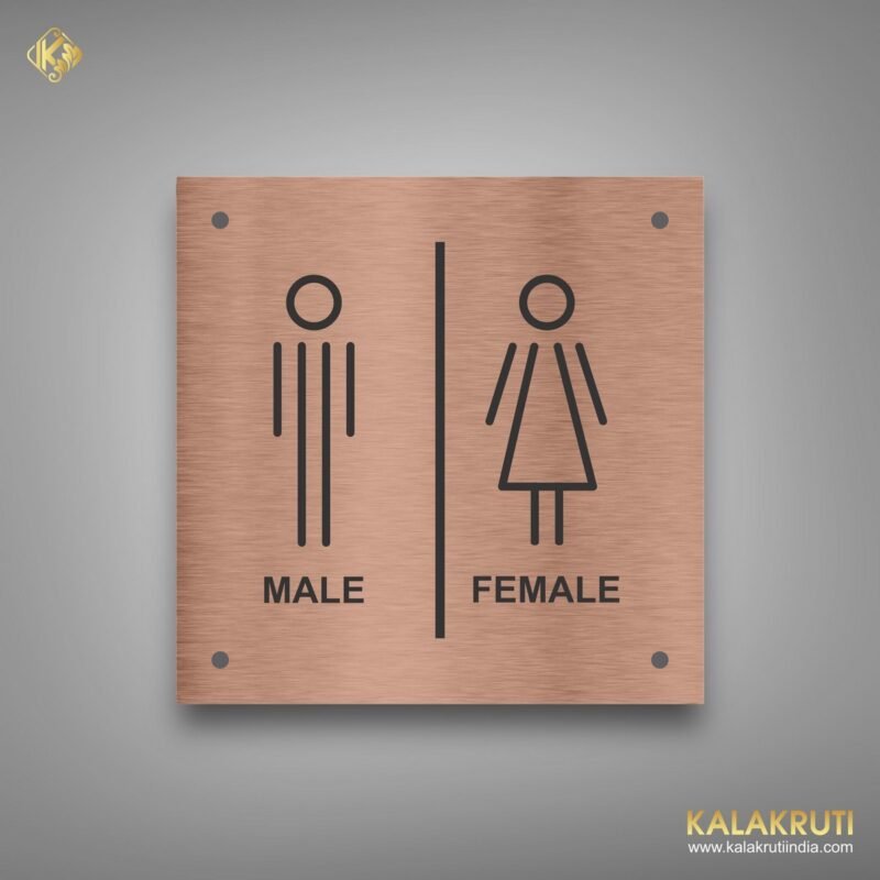 Empower Your Spaces Copper Elegance with Inclusive Male Female Toilet Signs