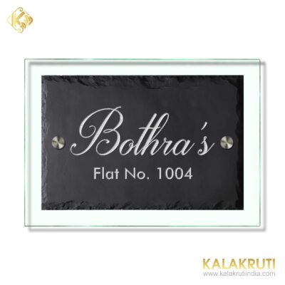 Bothra black stone engraving with glass