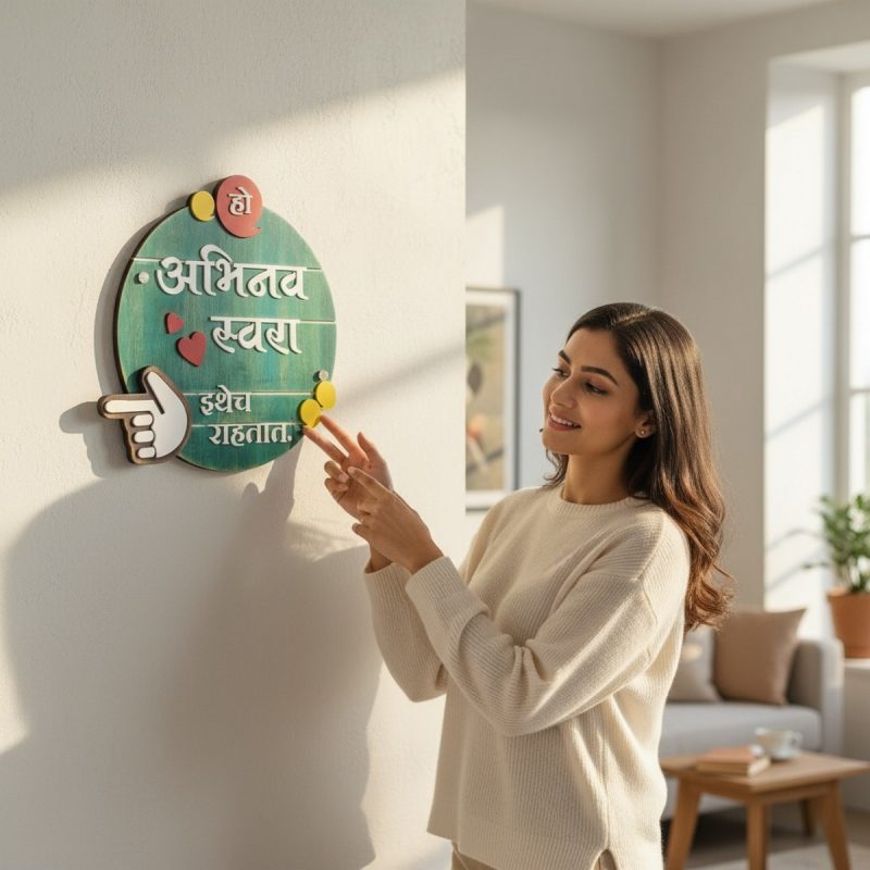 Circular Wooden Nameplate