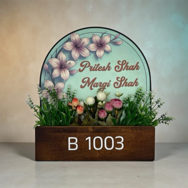 Designer Floral Planter Nameplate 5