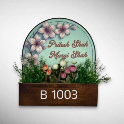 Designer Floral Planter Nameplate 6