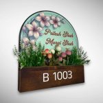 Designer Floral Planter Nameplate 8