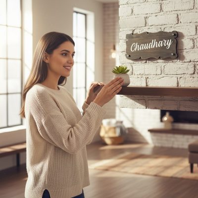 Handcrafted Stylish Wooden Nameplate