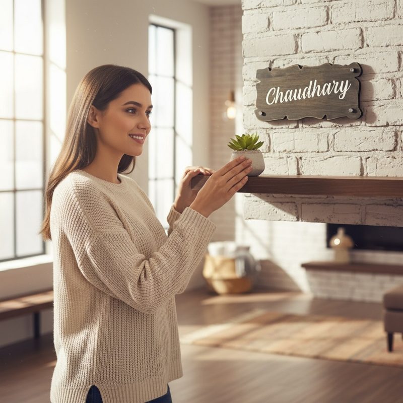 Handcrafted Stylish Wooden Nameplate