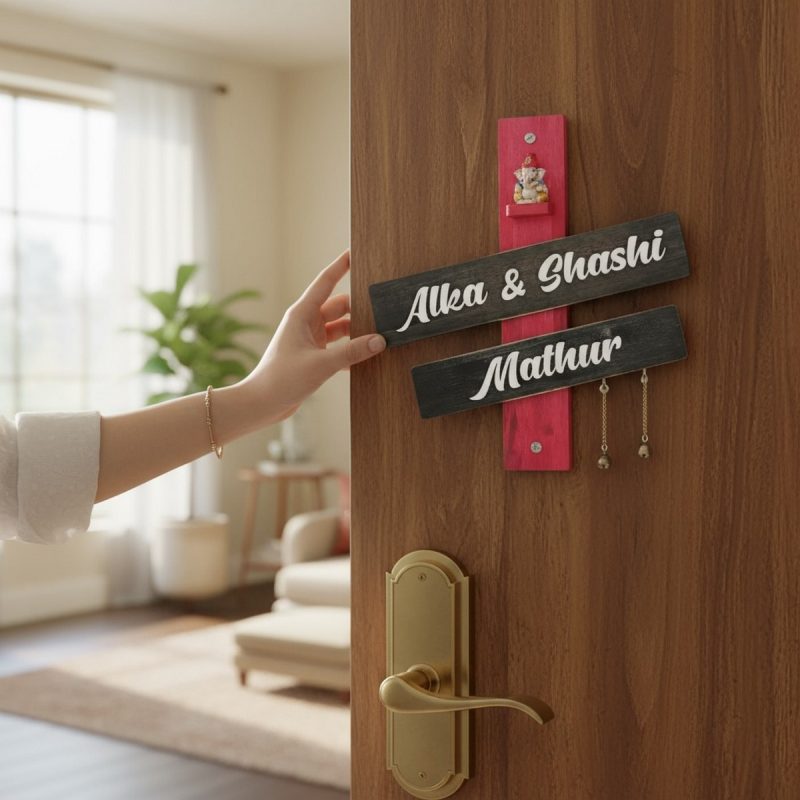 Handcrafted Stylish Wooden Nameplate