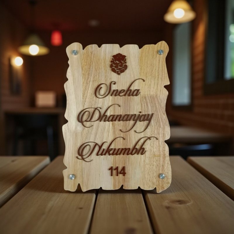 Handcrafted Wooden Stylish Nameplate