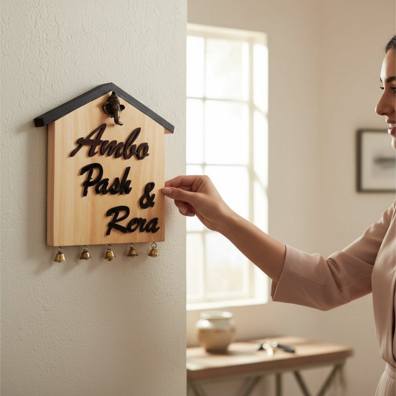 House Shaped Wooden Nameplate