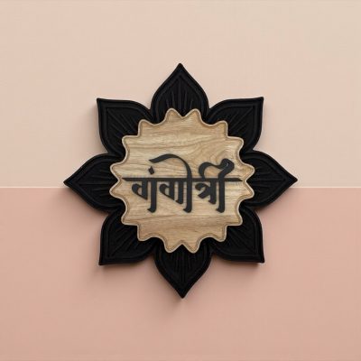 Lotus Shaped Wooden Nameplate