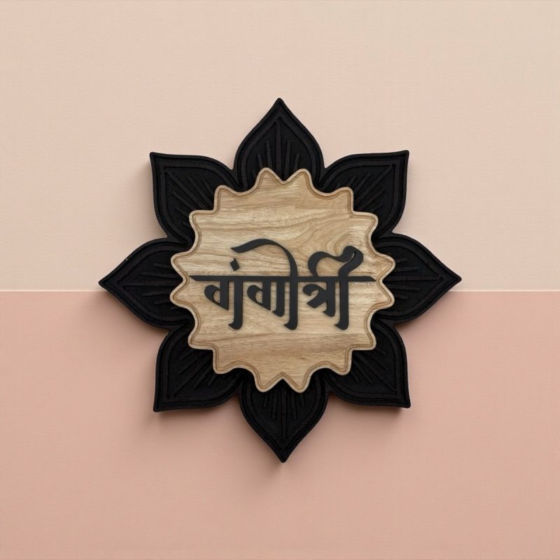 Lotus Shaped Wooden Nameplate