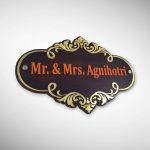 Wood Brown Polish Nameplate 6