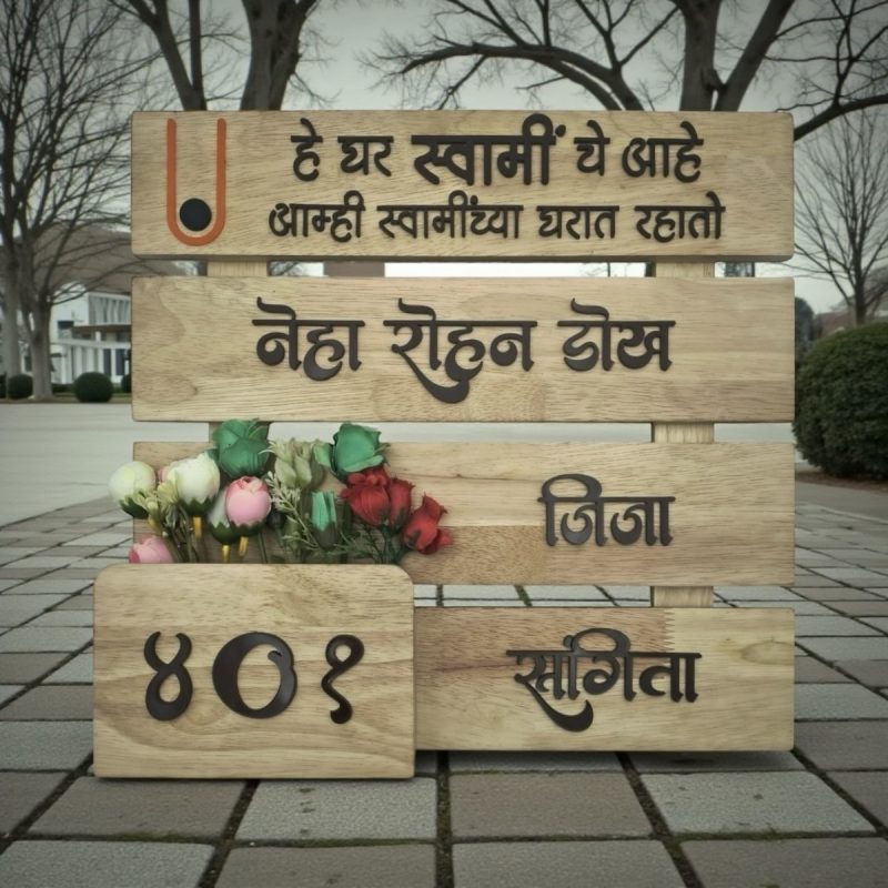 Wood Flower Pattern Nameplate