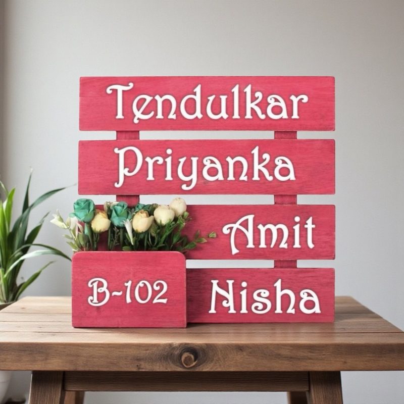Wood Flower Pattern Nameplate 5