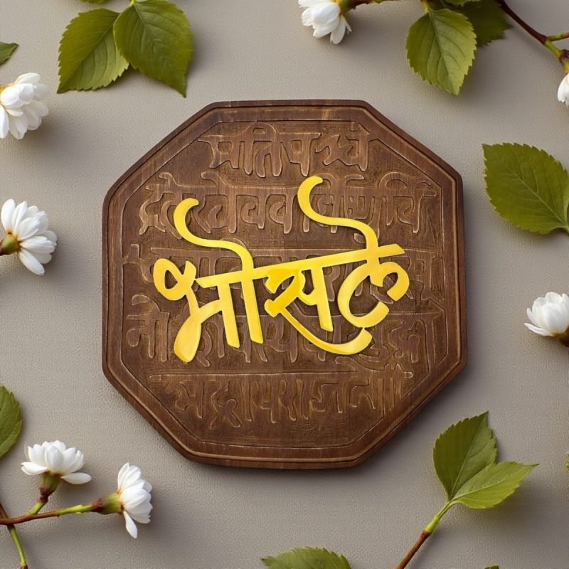 Wooden Carving Rajmudra Nameplate