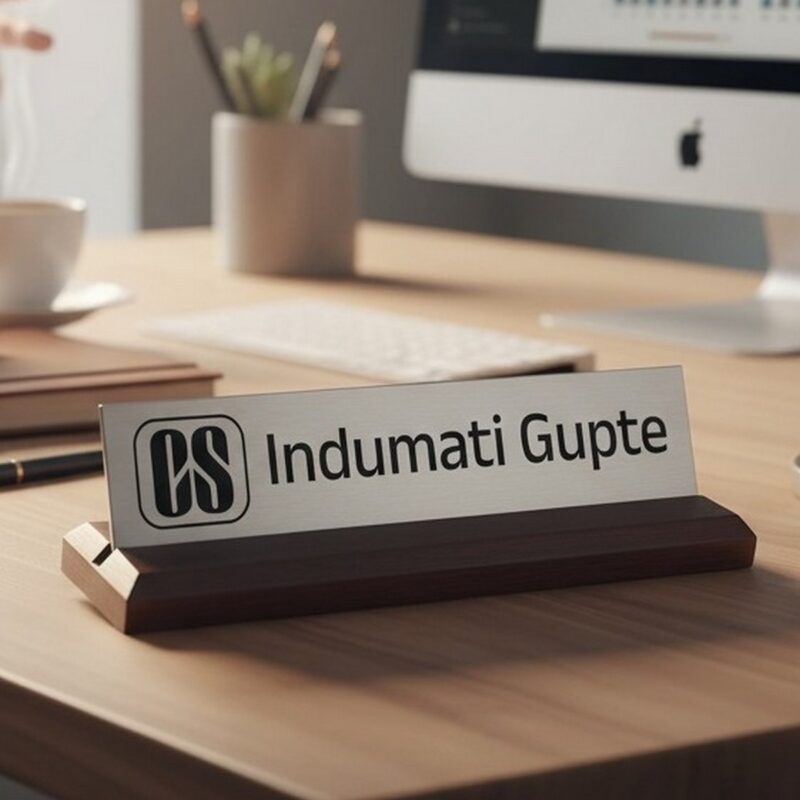 Brushed Metal Desk Nameplate