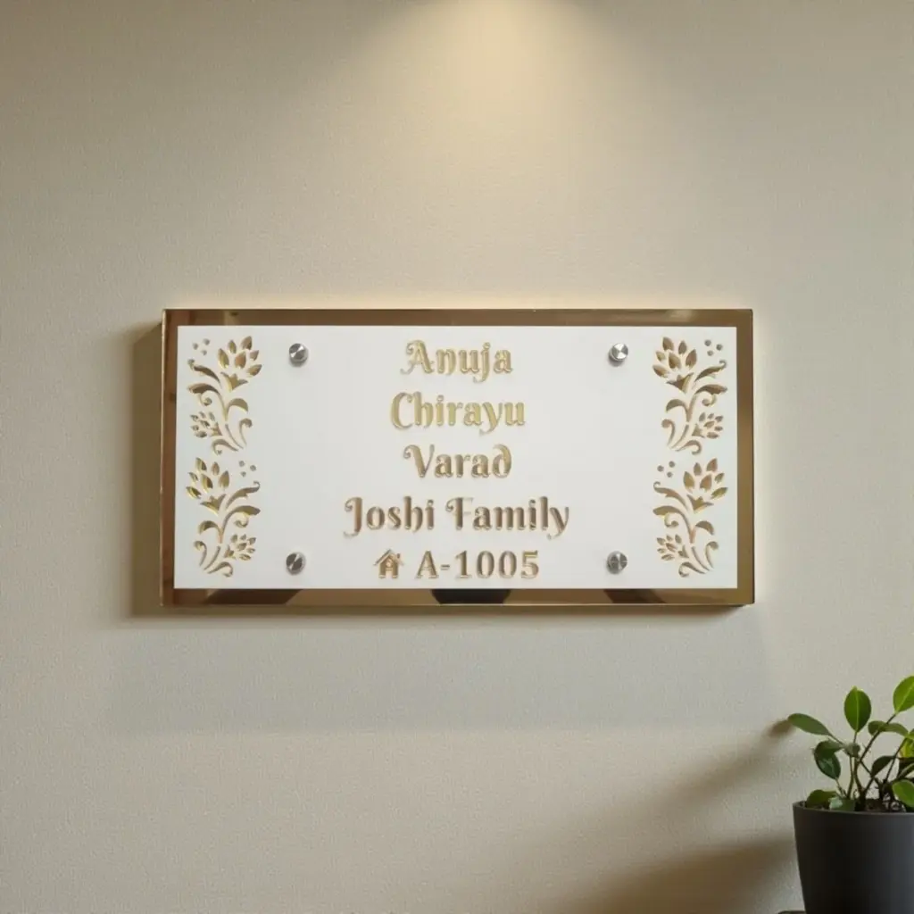 Floral Pattern Acrylic Nameplate