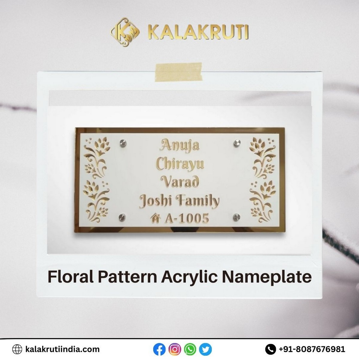 Floral Pattern Acrylic Nameplate