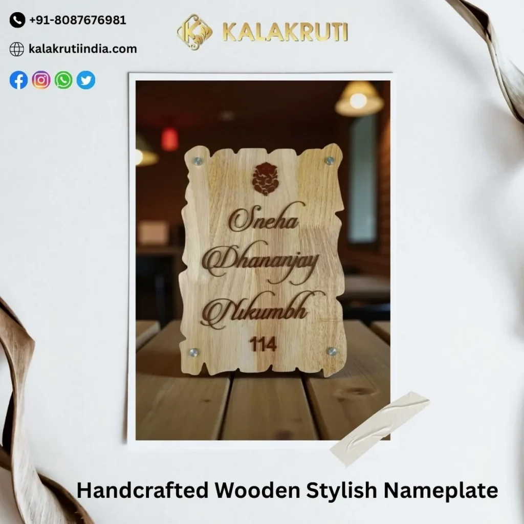 Handcrafted Wooden Stylish Nameplate