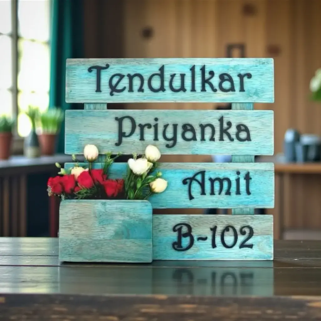 Wood Flower Pattern Nameplate 4 1