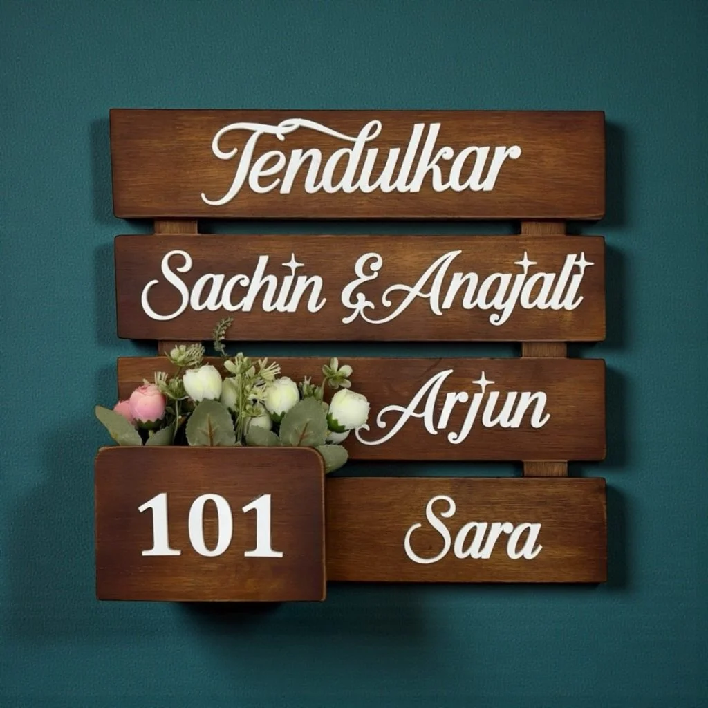 Flower Pattern Nameplate Kalakruti