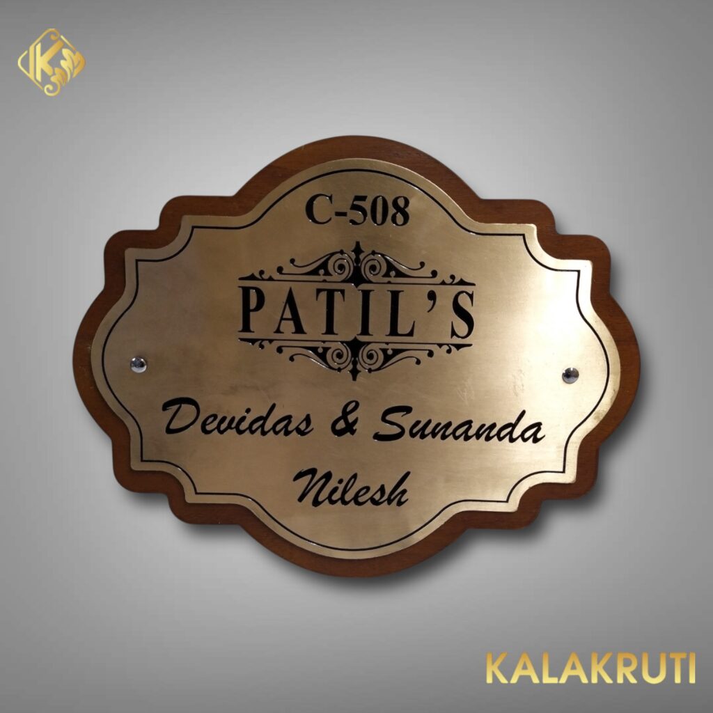 Copper Etching Nameplate with WOoden Base